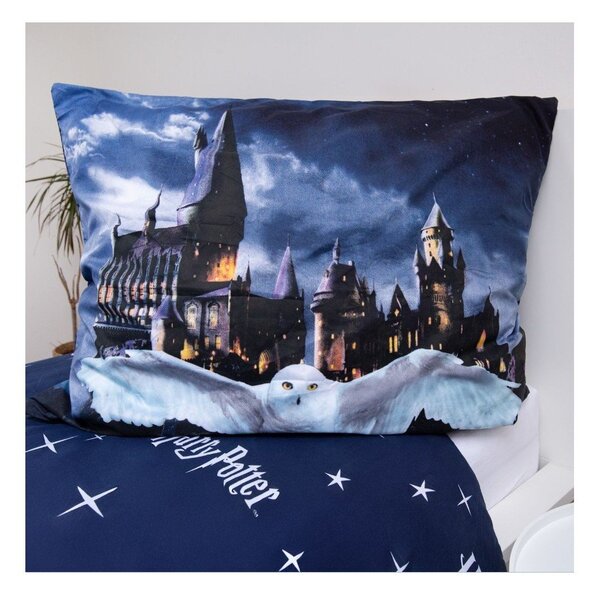 Tmavě modré/šedé dětské povlečení na jednolůžko z mikrovlákna 140x200 cm Harry Potter "Hogwarts Night" – Jerry Fabrics
