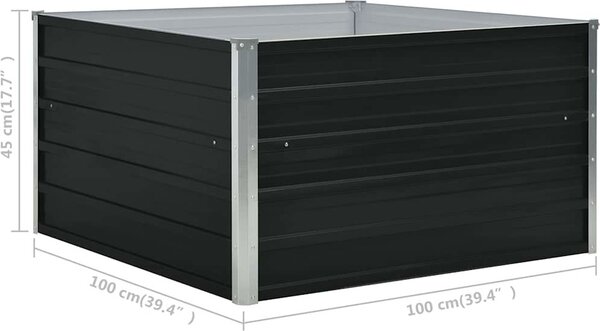 VidaXL Vyvýšený zahradní záhon 100x100x45 cm pozinkovaná ocel [47024] Barva: Šedá