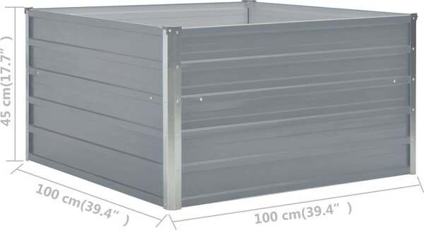 VidaXL Vyvýšený zahradní záhon 100x100x45 cm pozinkovaná ocel [47024] Barva: Šedá