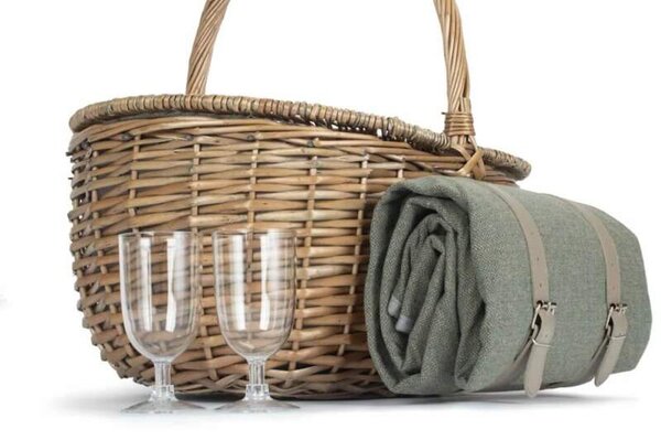 Willow Direct Piknikový koš OVAL GREY SAGE TWEED proutěný pro 2 osoby