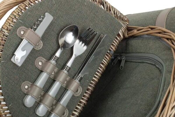 Willow Direct Piknikový koš OVAL GREY SAGE TWEED proutěný pro 2 osoby
