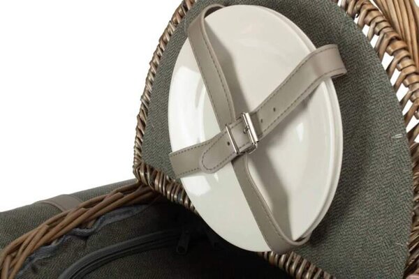 Willow Direct Piknikový koš OVAL GREY SAGE TWEED proutěný pro 2 osoby