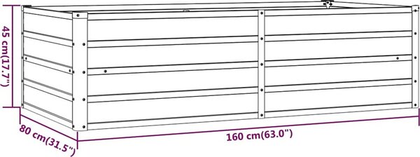 VidaXL Zahradní vyvýšený záhon rezavý 160 x 80 x 45 cm cortenová ocel [151958]