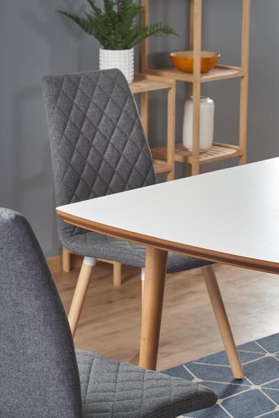 Halmar Rozkládací jídelní stůl BARRET 90(190)x80 bílý mat/dub lefkas
