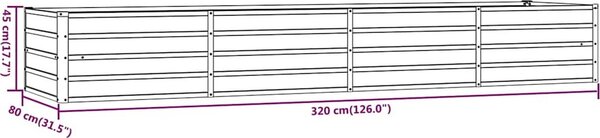 VidaXL Zahradní vyvýšený záhon rezavý 320 x 80 x 45 cm cortenová ocel [151962]