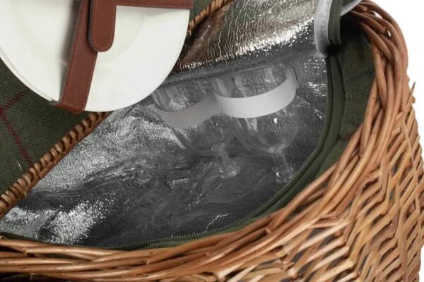 Willow Direct Britský piknikový koš OVAL GREEN TWEED proutěný pro 2 osoby