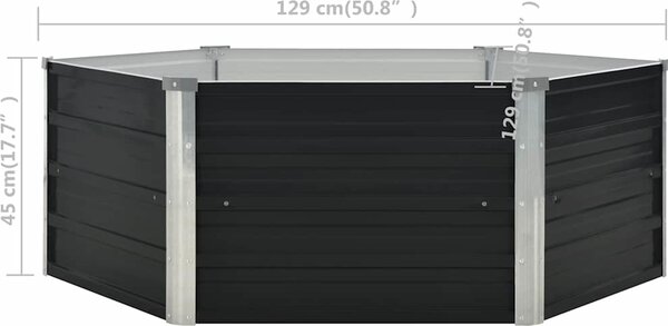 VidaXL Zahradní vyvýšený záhon 129 x 45 cm pozinkovaná ocel [45710] Barva: Šedá