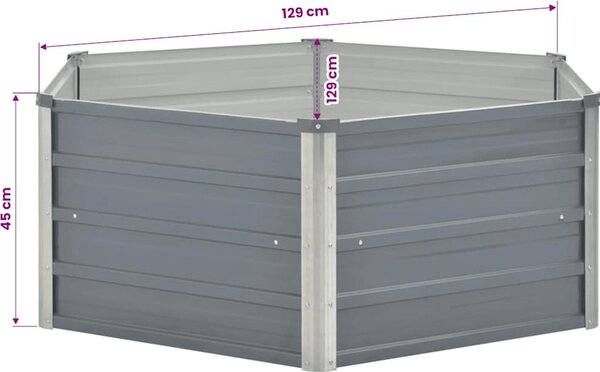 VidaXL Zahradní vyvýšený záhon 129 x 45 cm pozinkovaná ocel [45710] Barva: Šedá