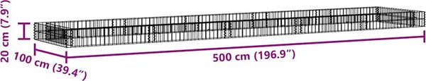 VidaXL Gabionový vyvýšený záhon pozinkovaná ocel 500 x 100 x 20 cm [151315]
