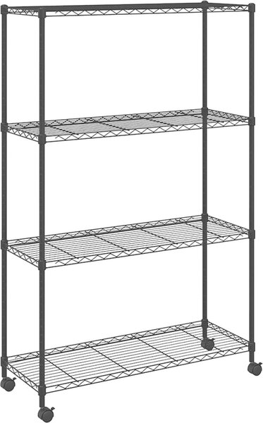 VidaXL 4patrový úložný regál na kolečkách 90x35x142 cm 200 kg [324628] Barva: Černá