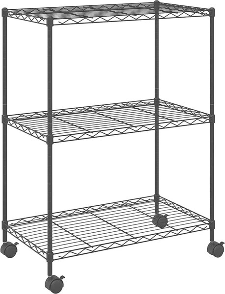 VidaXL 3patrový úložný regál na kolečkách 60 x 35 x 81 cm 150 kg [324625] Barva: Černá