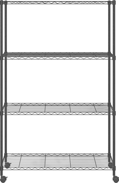 VidaXL 4patrový úložný regál na kolečkách 90x35x142 cm 200 kg [324628] Barva: Černá