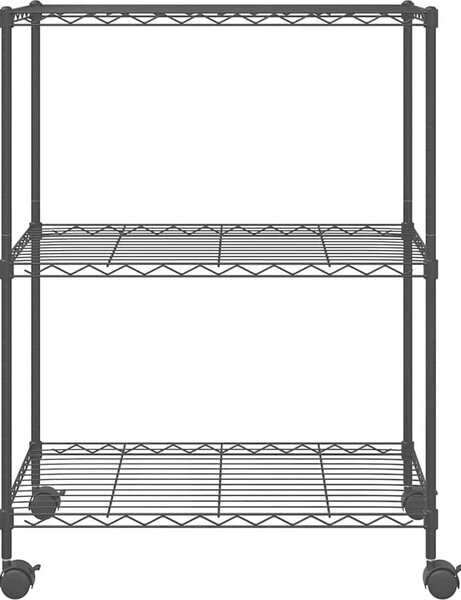 VidaXL 3patrový úložný regál na kolečkách 60 x 35 x 81 cm 150 kg [324625] Barva: Černá