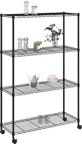 VidaXL 4patrový úložný regál na kolečkách 90x35x142 cm 200 kg [324628] Barva: Černá