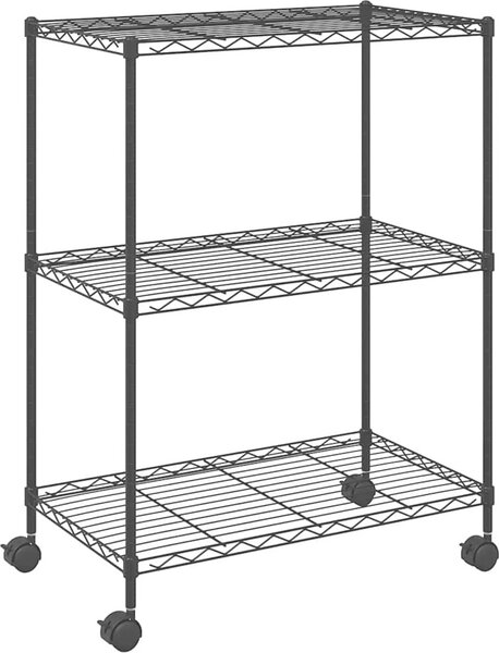 VidaXL 3patrový úložný regál na kolečkách 60 x 35 x 81 cm 150 kg [324625] Barva: Černá