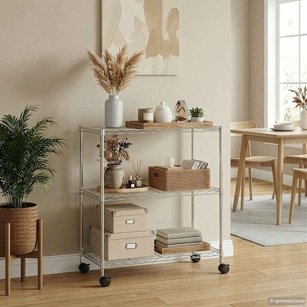 VidaXL 3patrový úložný regál na kolečkách 60 x 35 x 81 cm 150 kg [324625] Barva: Černá
