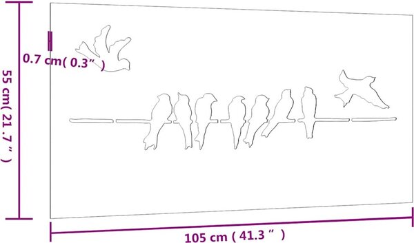 VidaXL Zahradní nástěnná dekorace 105 x 55 cm cortenová ocel Pták [824496]