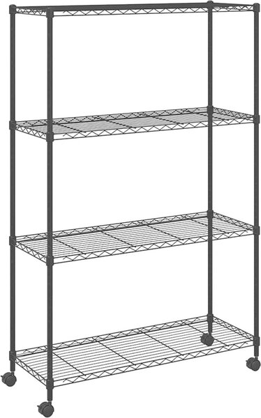 VidaXL 4patrový úložný regál na kolečkách 90x35x142 cm 200 kg [324628] Barva: Černá