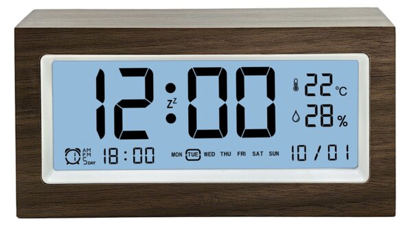 JVD Svítící digitální budík JVD SB2896 v imitaci dřeva (s teploměrem a vlhkoměrem)