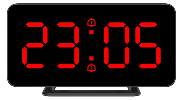 JVD Digitální černý budík do el. sítě JVD SB3216.3 s červenými LED číslama