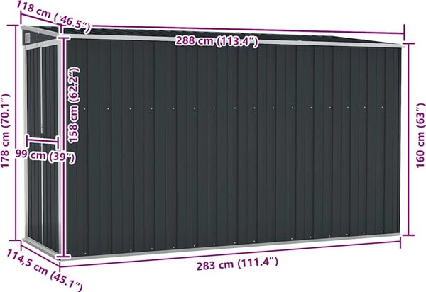 VidaXL Zahradní kůlna 118 x 288 x 178 cm pozinkovaná ocel [316227] Barva: Zelená