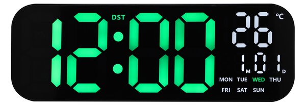 JVD Digitální černé nástěnné hodiny s LED zelenými číslicemi JVD DH9016.2 ( )
