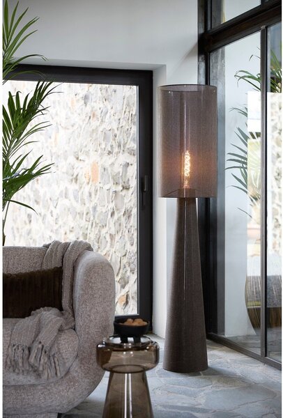 Hnědá stojací lampa s textilním stínidlem (výška 180 cm) Micky – Light & Living