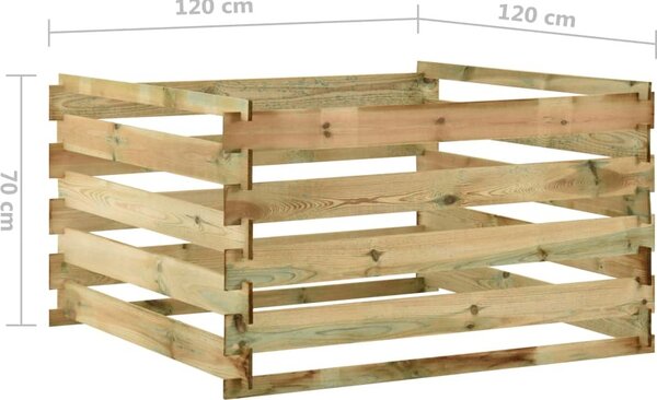 VidaXL Laťkový zahradní kompostér 120x120x70 cm impregnovaná borovice [316060]