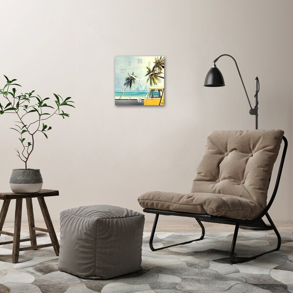 Skleněné hodiny na stěnu Dodávka pláž pl_zsk_30x30_f_90194725