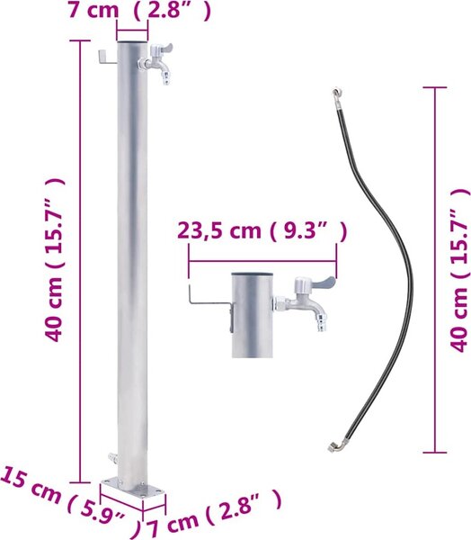 VidaXL Zahradní sloupek na vodu 40 cm nerezová ocel kulatý [364500]