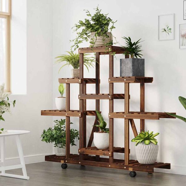 VidaXL Stojan na květiny na kolečkách 110x25x101 cm masivní jedle [362852] Barva: Hnědá
