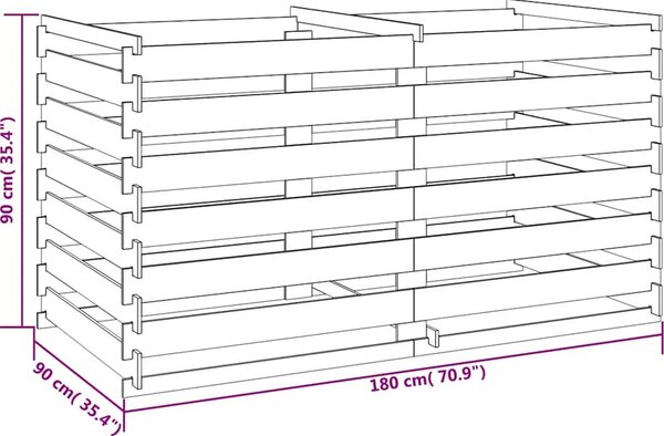 VidaXL Laťkový kompostér impregnovaná borovice 180 x 90 x 90 cm [42955]