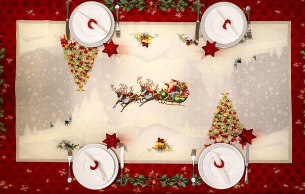 Gobelínový vánoční ubrus s motivem Santa 90x90 cm