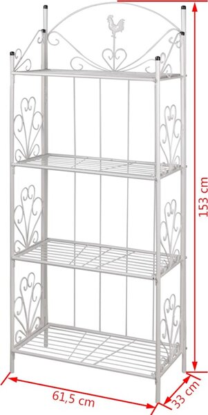 VidaXL Kovový stojan na květiny s policemi - 61,5 x 33 x 153 cm - [40780] Barva: Bílá