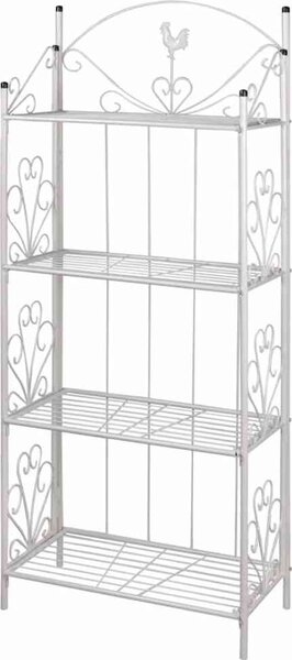 VidaXL Kovový stojan na květiny s policemi - 61,5 x 33 x 153 cm - [40780] Barva: Bílá