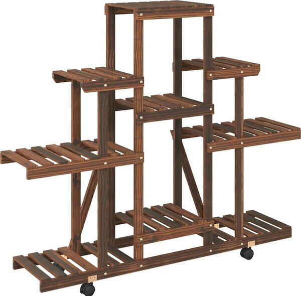 VidaXL Stojan na květiny na kolečkách 110x25x101 cm masivní jedle [362852] Barva: Hnědá