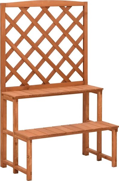 VidaXL Stojan na květiny s treláží 70 x 42 x 115 cm masivní jedle [316413] Barva: Hnědá