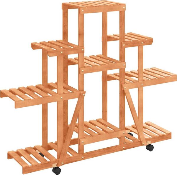 VidaXL Stojan na květiny na kolečkách 110x25x101 cm masivní jedle [362852] Barva: Hnědá