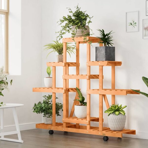 VidaXL Stojan na květiny na kolečkách 110x25x101 cm masivní jedle [362852] Barva: Hnědá