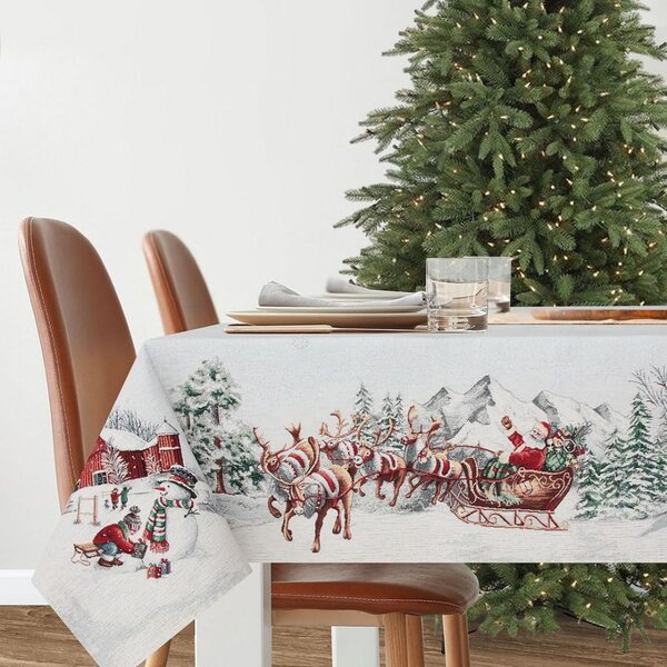 Vánoční ubrus s motivem Santa na saních 97x100 cm