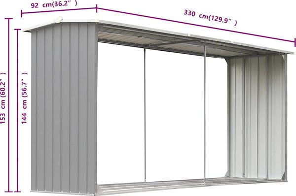 VidaXL Zahradní kůlna na dříví pozinkovaná ocel 330x92x153 cm [47087] Barva: antracitová