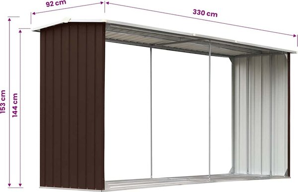 VidaXL Zahradní kůlna na dříví pozinkovaná ocel 330x92x153 cm [47087] Barva: antracitová