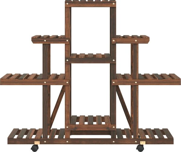 VidaXL Stojan na květiny na kolečkách 110x25x101 cm masivní jedle [362852] Barva: Hnědá