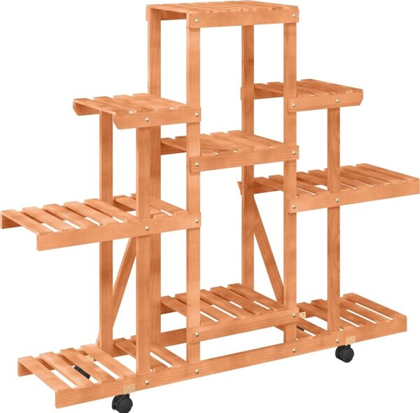 VidaXL Stojan na květiny na kolečkách 110x25x101 cm masivní jedle [362852] Barva: Hnědá