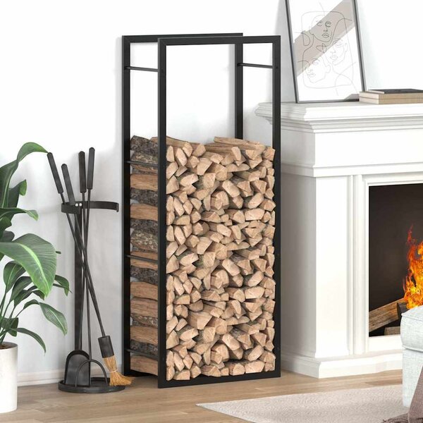 VidaXL Stojan na palivové dřevo matný 50x28x132 cm ocel [350306] Barva: Černá