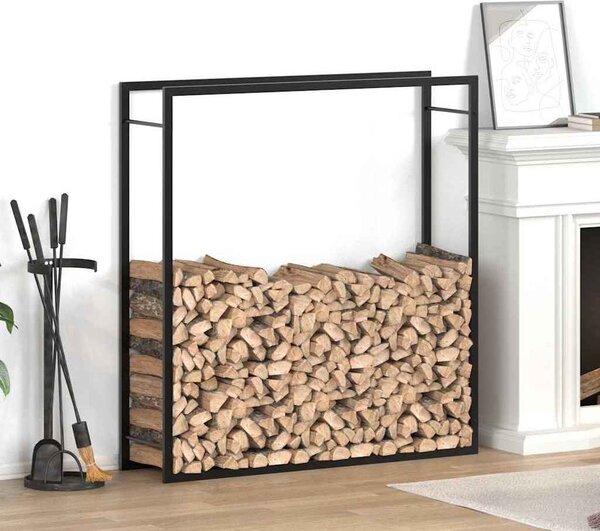 VidaXL Stojan na palivové dřevo matný 110x28x116 cm ocel [350310] Barva: Černá