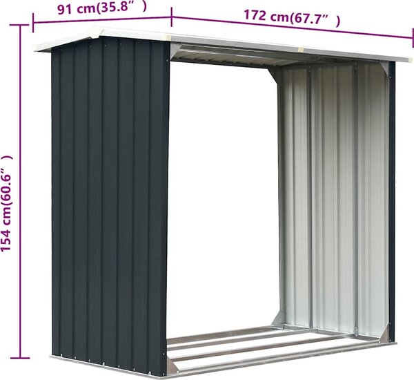 VidaXL Zahradní kůlna na dříví z pozinkované oceli 172x91x154 cm [47080] Barva: Zelená