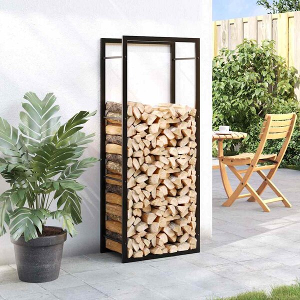 VidaXL Stojan na palivové dřevo matný 50x28x132 cm ocel [350306] Barva: Černá