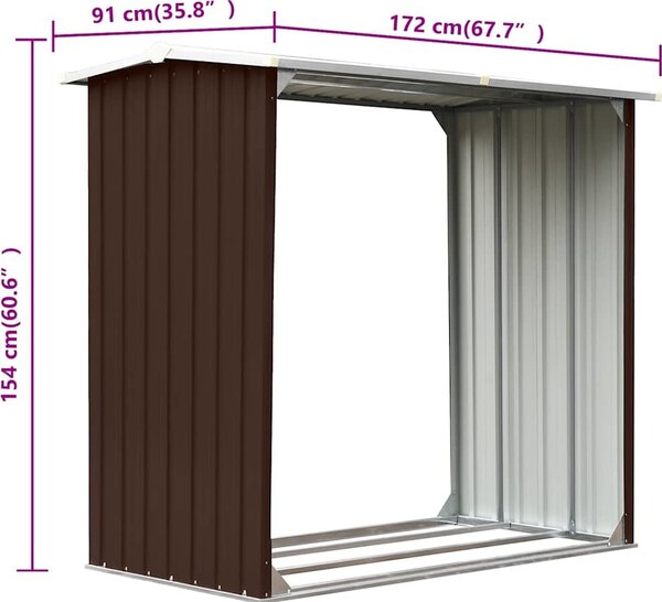 VidaXL Zahradní kůlna na dříví z pozinkované oceli 172x91x154 cm [47080] Barva: Zelená