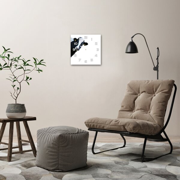 Skleněné nástěnné hodiny čtverec Kráva pl_zsk_30x30_f_91962893